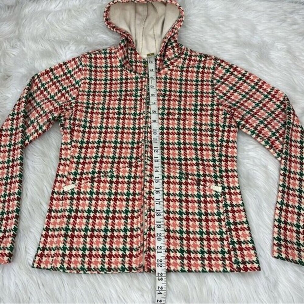 Burton Dryride Fleece Hoodie Womens Medium Red Green Houndstooth Full Zip Jacket - Picture 11 of 13
